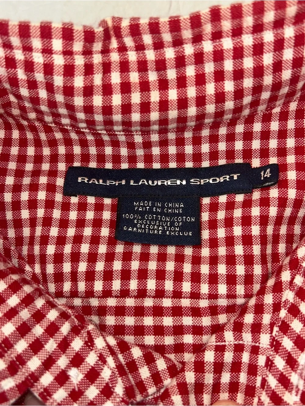 Ralph Lauren Red and White Gingham Button-Down Shirt